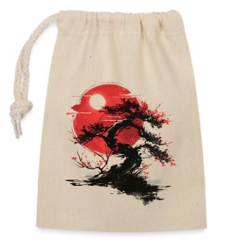 Bonsaï esthétique de la lune rouge du bouddhisme des arbres japonais - Sac cadeau en coton avec cordon (14 x 20 cm) - nature - Devant