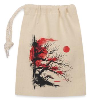 Arbre japonais bouddhisme esthétique Bonsaï de lune rouge - Sac cadeau en coton avec cordon (14 x 20 cm) - nature - Devant