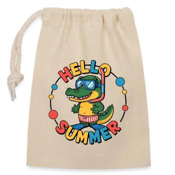 Hallo Sommer kleines Krokodil mit Taucherbrille - Verschließbarer Geschenkbeutel aus Baumwolle (14x20cm) - Natur - Vorne