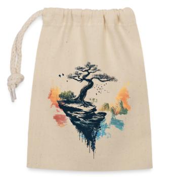 Japan Landscape Bonsai Tree Birds Aesthetic - Closable cotton gift bag (14x20cm) - nature - Front