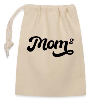 Mother's Day Mom 2 Kids Mom 2 Kids Gift - Closable cotton gift bag (14x20cm) - nature - Front