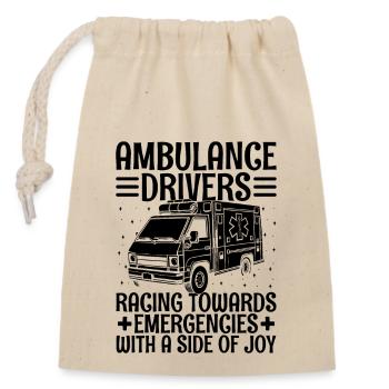 Ambulance Drivers Raging Towards Emergencies EMS D - Closable cotton gift bag (14x20cm) - nature - Front