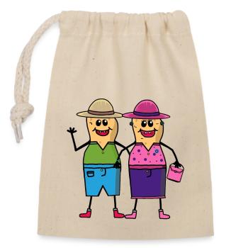 Peanut Couple Husband Wife Together - Closable cotton gift bag (14x20cm) - nature - Front