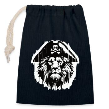 Piratenlöwe Pirat Löwe Graffiti Street Art Style - Verschließbarer Geschenkbeutel aus Baumwolle (14x20cm) - Navy - Vorne