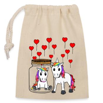 Licornes chagrin d’amour rupture Saint-Valentin - Sac cadeau en coton avec cordon (14 x 20 cm) - nature - Devant