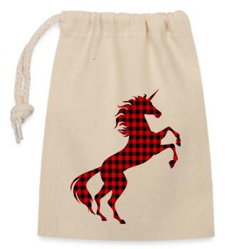 Unicorn Red Plaid T-Shirt Magical Unicorn Graphic - Closable cotton gift bag (14x20cm) - nature - Front