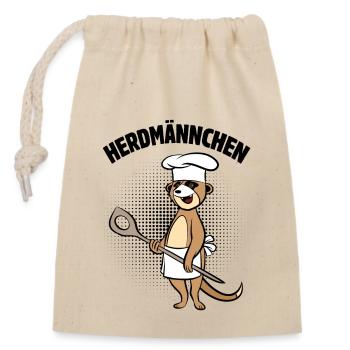 Herdmännchen - Erdmännchen mit Kochlöffel - Verschließbarer Geschenkbeutel aus Baumwolle (14x20cm) - Natur - Vorne