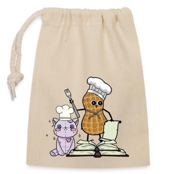 ERDNUSS KOCH FREUNDE KOCHEN - Verschließbarer Geschenkbeutel aus Baumwolle (14x20cm) - Natur - Vorne