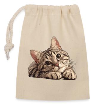 Tabby Kätzchen Tabby Katze - Verschließbarer Geschenkbeutel aus Baumwolle (14x20cm) - Natur - Vorne
