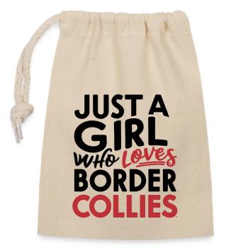 Juste une fille qui aime les border collies Mädchen - Sac cadeau en coton avec cordon (14 x 20 cm) - nature - Devant