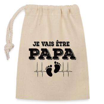 Man Soon to Dad Announcement, Dad Future Gift - Closable cotton gift bag (14x20cm) - nature - Front