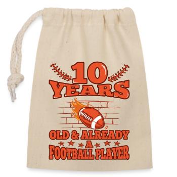 10th birthday Boy football 10 Years Old Gifts - Closable cotton gift bag (14x20cm) - nature - Front