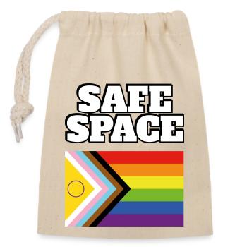 LGBTQ safe space inclusive pride flag - Closable cotton gift bag (14x20cm) - nature - Front