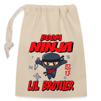 Boom Ninja Lil Brother Gift idea - Closable cotton gift bag (14x20cm) - nature - Front