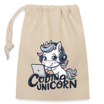 CODING UNICORN - Closable cotton gift bag (14x20cm) - nature - Front
