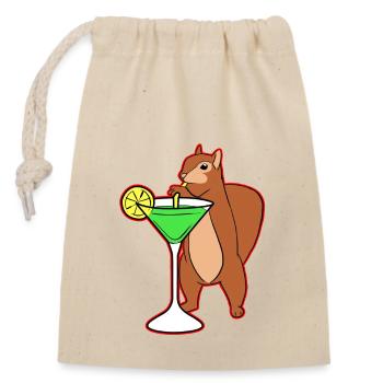 Eichhörnchen Trinkcocktail Lustige Streifenhörnchen Nüsse - Verschließbarer Geschenkbeutel aus Baumwolle (14x20cm) - Natur - Vorne