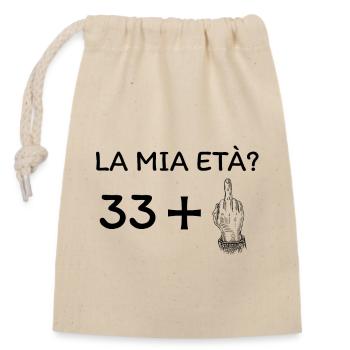 My age 34 - Closable cotton gift bag (14x20cm) - nature - Front