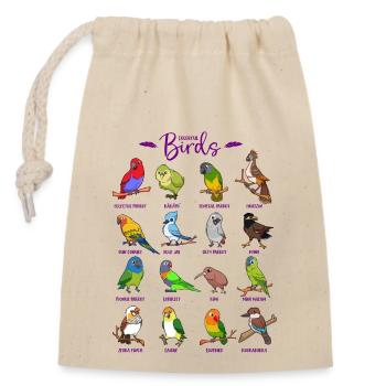 Différents oiseaux de dessin animé - Sac cadeau en coton avec cordon (14 x 20 cm) - nature - Devant