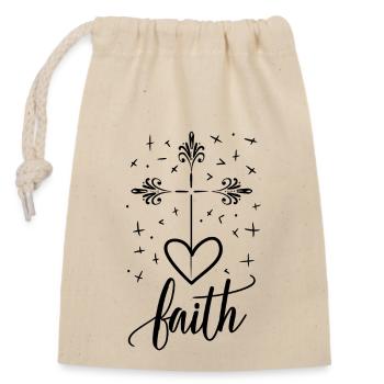 Faith Herz Christen Kreuz Religion Geschenk Christ - Verschließbarer Geschenkbeutel aus Baumwolle (14x20cm) - Natur - Vorne