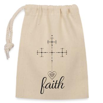 Faith Kreuz Christen Herz Christ Geschenk Religion - Verschließbarer Geschenkbeutel aus Baumwolle (14x20cm) - Natur - Vorne