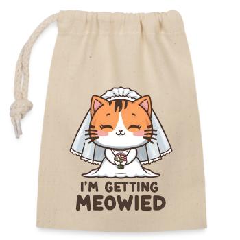 I'm Getting Meowied Braut Katze JGA Kawaii Cat - Verschließbarer Geschenkbeutel aus Baumwolle (14x20cm) - Natur - Vorne