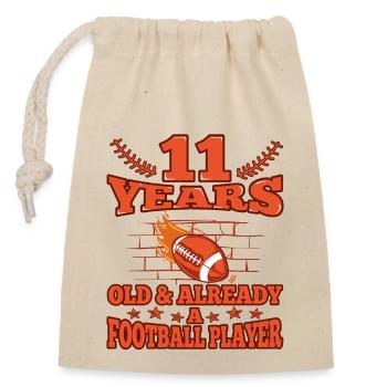 11th birthday Boy football 11 Years Old - Verschließbarer Geschenkbeutel aus Baumwolle (14x20cm) - Natur - Vorne