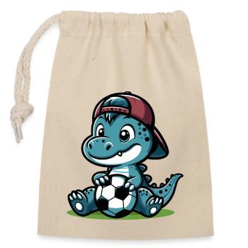 DINO - Closable cotton gift bag (14x20cm) - nature - Front