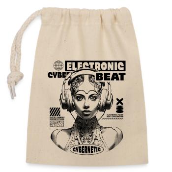 Futuristisches Sci-Fi Elektromusik T-Shirt - Verschließbarer Geschenkbeutel aus Baumwolle (14x20cm) - Natur - Vorne