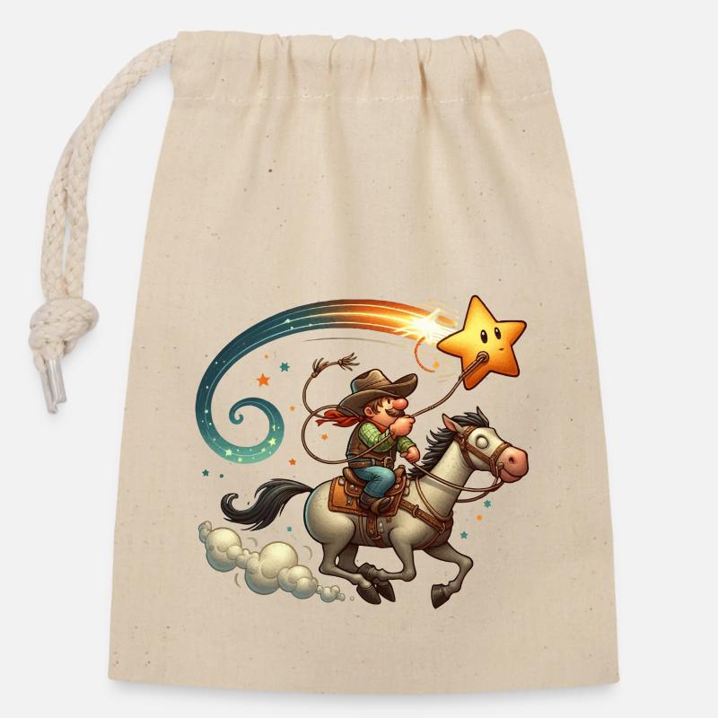 COWBOY LASSO - Verschließbarer Geschenkbeutel aus Baumwolle (14x20cm) - Natur