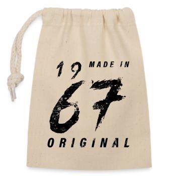 Fabriqué en 1967 Original Anniversaire Grunge en détresse - Sac cadeau en coton avec cordon (14 x 20 cm) - nature - Devant