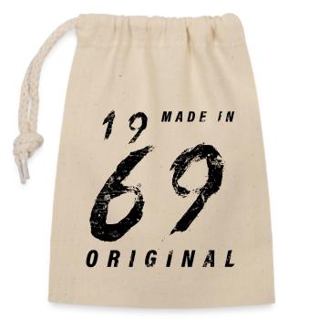 Fabriqué en 1969 Original Anniversaire Grunge en détresse - Sac cadeau en coton avec cordon (14 x 20 cm) - nature - Devant