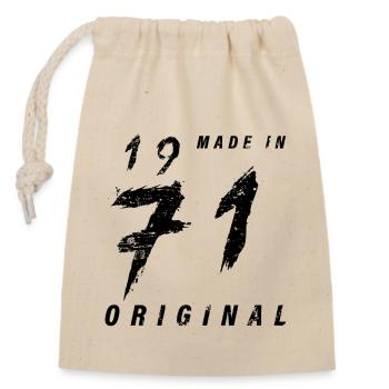 Fabriqué en 1971 Original Anniversaire Grunge en détresse - Sac cadeau en coton avec cordon (14 x 20 cm) - nature - Devant