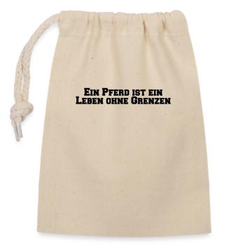 Riding - A horse is a life without limits - Closable cotton gift bag (14x20cm) - nature - Front