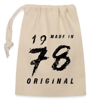 Fabriqué en 1978 Original Anniversaire Grunge en détresse - Sac cadeau en coton avec cordon (14 x 20 cm) - nature - Devant