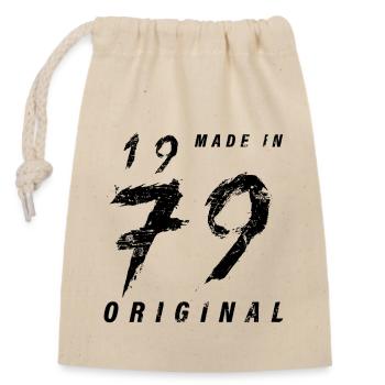 Fabriqué en 1979 Original Anniversaire Grunge en détresse - Sac cadeau en coton avec cordon (14 x 20 cm) - nature - Devant
