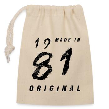 Fabriqué en 1981 Original Anniversaire Grunge en détresse - Sac cadeau en coton avec cordon (14 x 20 cm) - nature - Devant