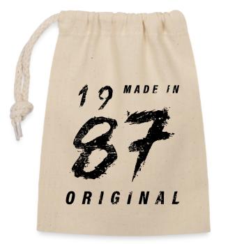 Made In 1987 Original Birthday Grunge Distressed - Closable cotton gift bag (14x20cm) - nature - Front