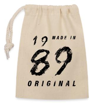 Made In 1989 Original Birthday Grunge Distressed - Closable cotton gift bag (14x20cm) - nature - Front