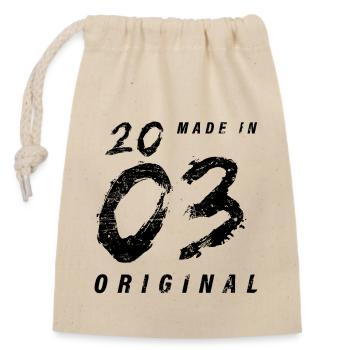 Fabriqué en 2003 Original Birthday Grunge en détresse - Sac cadeau en coton avec cordon (14 x 20 cm) - nature - Devant