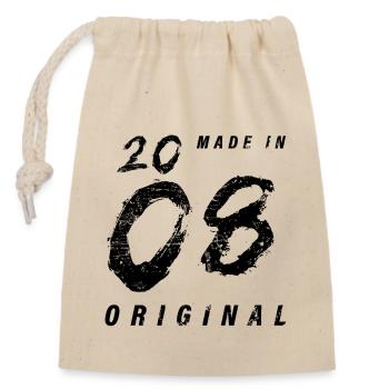 Made In 2008 Original Birthday Grunge Distressed - Closable cotton gift bag (14x20cm) - nature - Front