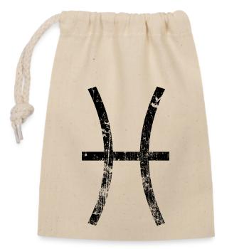 Zodiac Pisces Astrology Symbol Grunge - Closable cotton gift bag (14x20cm) - nature - Front