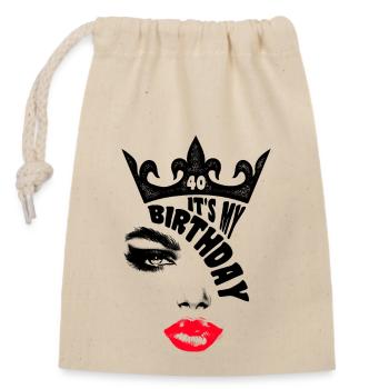 It's My Birthday Queen 40th Birthday Gift - Closable cotton gift bag (14x20cm) - nature - Front
