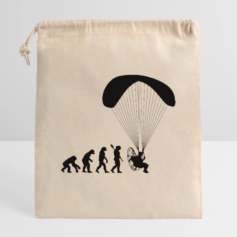 Paramotoring Human Evolution Funny Closable cotton gift bag (14x20cm)