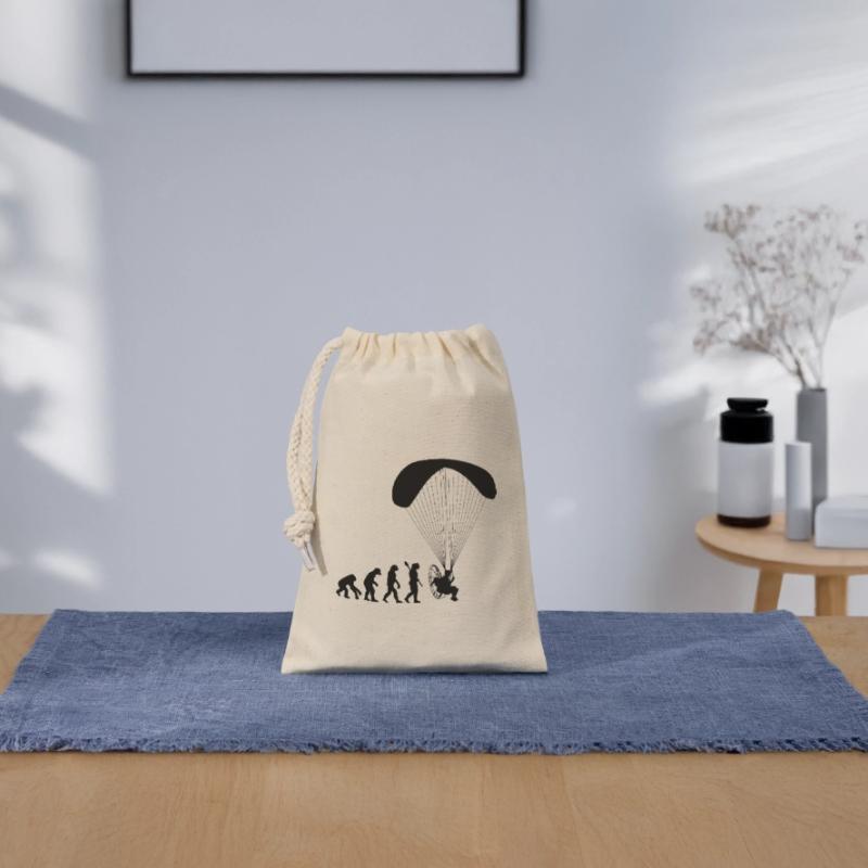 Paramotoring Human Evolution Funny Closable cotton gift bag (14x20cm)
