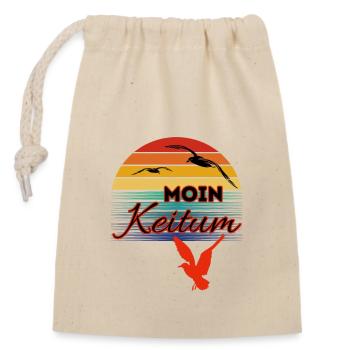 Moin Keitum avec mouette dans le style rétro-Sylt-Keitum - Sac cadeau en coton avec cordon (14 x 20 cm) - nature - Devant
