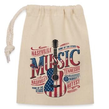 Nashville Music US Flag Guitar - Closable cotton gift bag (14x20cm) - nature - Front