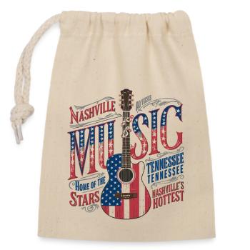 Nashville Music US Flag Guitar - Closable cotton gift bag (14x20cm) - nature - Front
