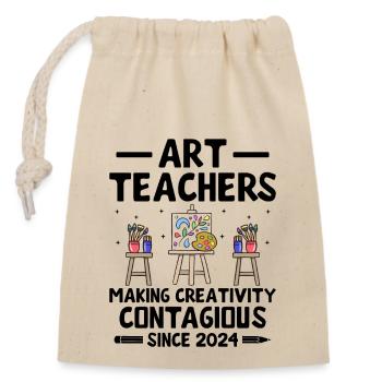 Art Teacher School Teacher Funny Art Teachers Scho - Closable cotton gift bag (14x20cm) - nature - Front
