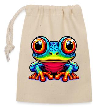 Frog - Closable cotton gift bag (14x20cm) - nature - Front