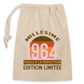 millesime 1964 cadeau 60 ans anniversaire humour - Sac cadeau en coton avec cordon (14 x 20 cm) - nature - Devant
